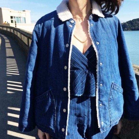 J Crew Sherpa Fleece Denim Jacket - Picture 8 of 8